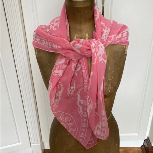 Alexander McQueen Pink Skull Scarf - Picture 2 of 7